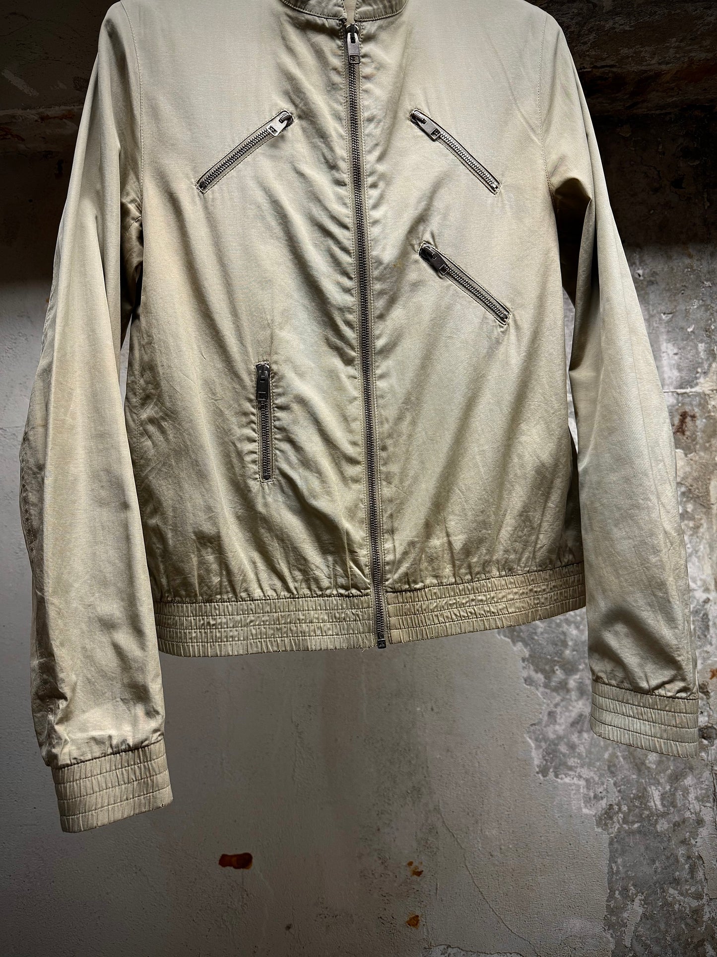 DIOR HOMME by Hedi Slimane SS07 “We Look Good Together”Beige Multi Zip Cropped Jacket detail | DRIEW GARMENTS