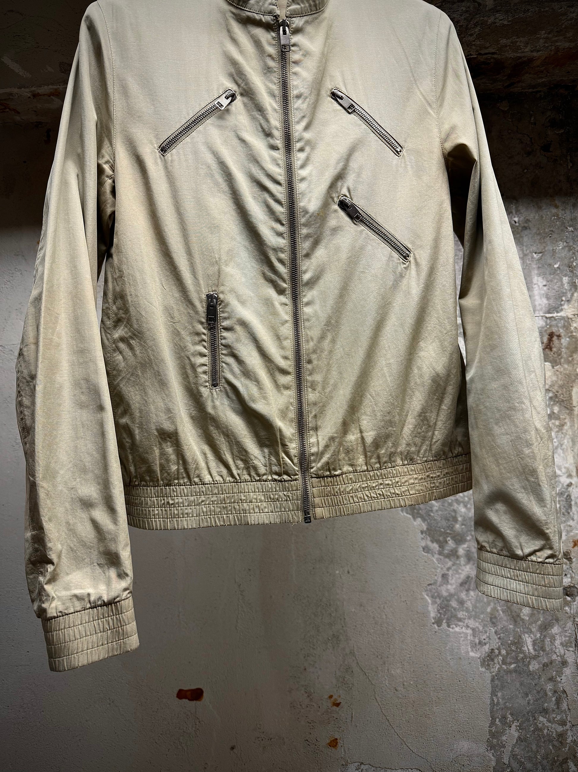 DIOR HOMME by Hedi Slimane SS07 “We Look Good Together”Beige Multi Zip Cropped Jacket detail | DRIEW GARMENTS