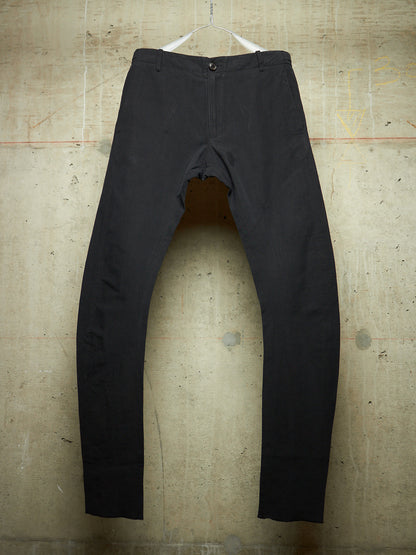 DAMIR DOMA 2010s Black Linen Side Adjuster J-Cut Pants