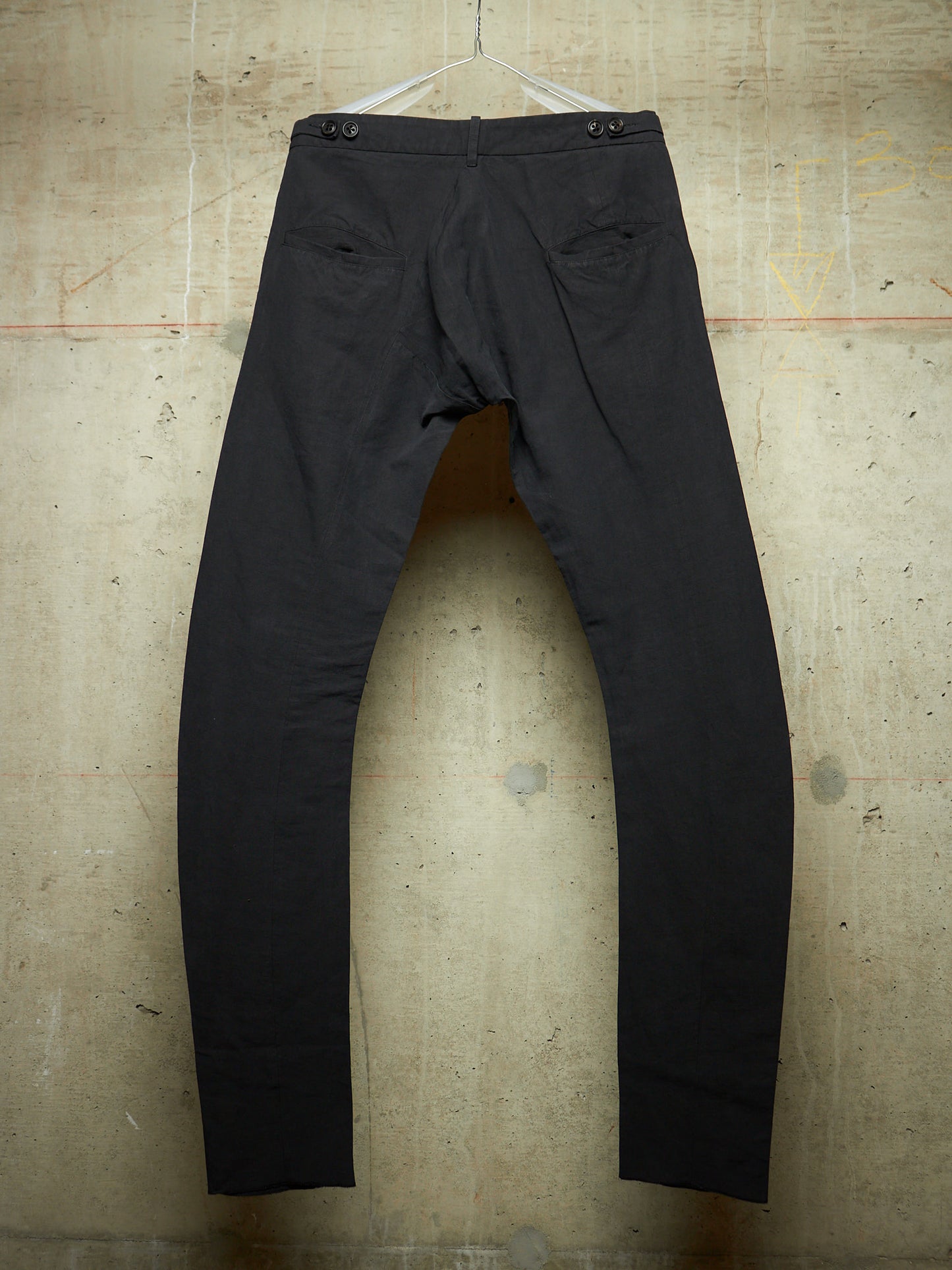 DAMIR DOMA 2010s Black Linen Side Adjuster J-Cut Pants