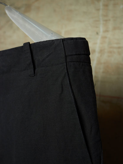 DAMIR DOMA 2010s Black Linen Side Adjuster J-Cut Pants
