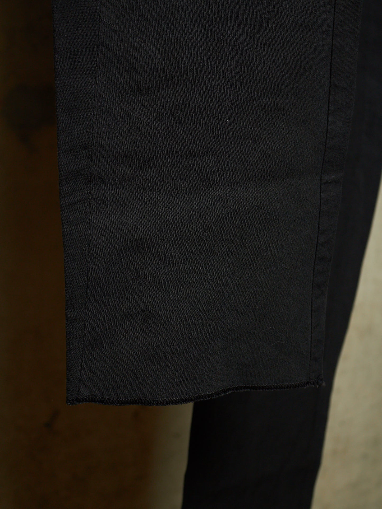DAMIR DOMA 2010s Black Linen Side Adjuster J-Cut Pants