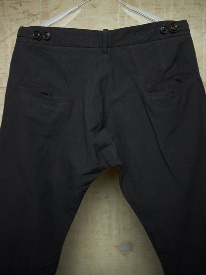 DAMIR DOMA 2010s Black Linen Side Adjuster J-Cut Pants