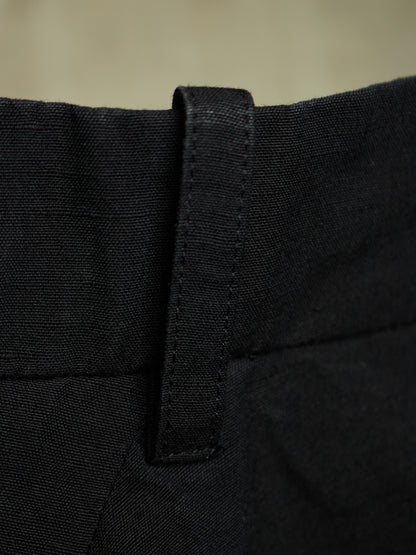 DAMIR DOMA 2010s Black Linen Side Adjuster J-Cut Pants