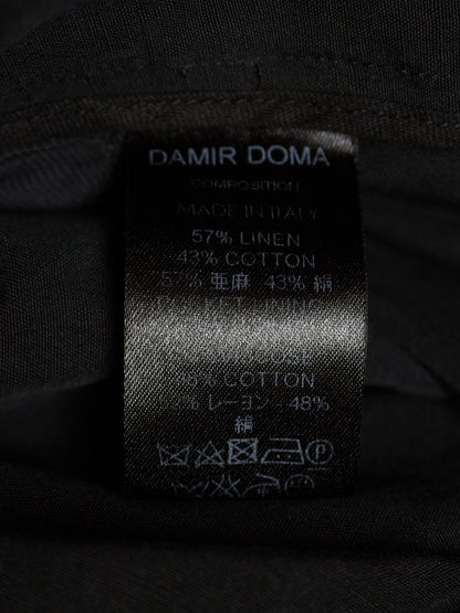 DAMIR DOMA 2010s Black Linen Side Adjuster J-Cut Pants