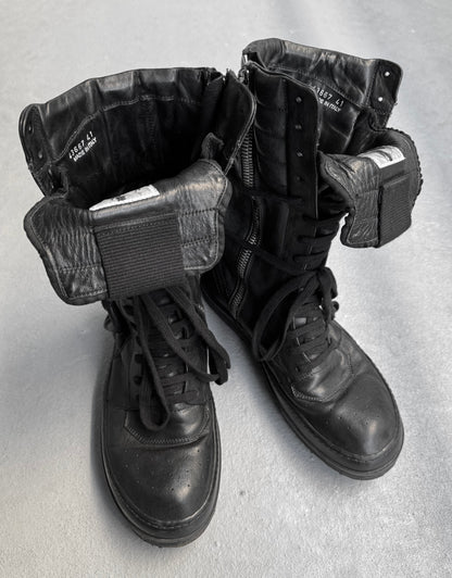 Rick Owens AW12 “MOUNTAIN” All-black Calfskin Leather Cargobasket Sneakers