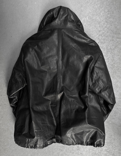 Isaac Sellam: "Experience" High Neck Calf Leather Down Puffer Jacket