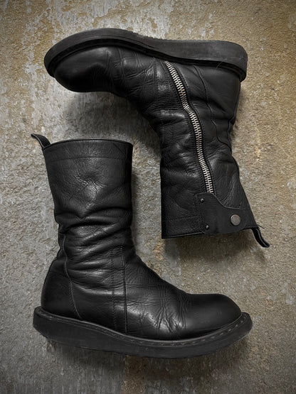 Rick Owens AW09 "CRUST" Side Zip Calf Leather Creeper Boots | Archive Fashion Toronto