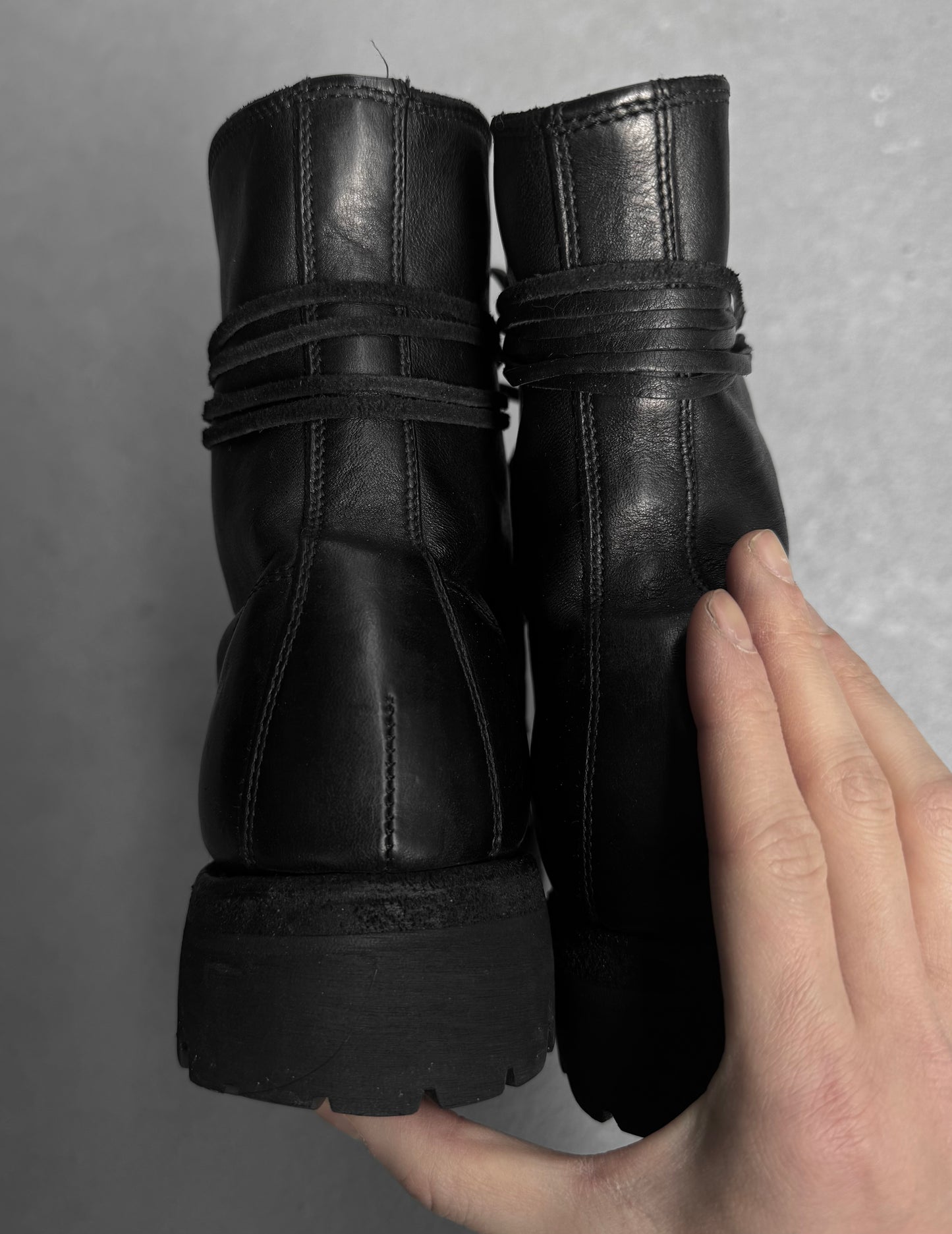 GUIDI '795V' Black Horse Leather Lace-up Boots