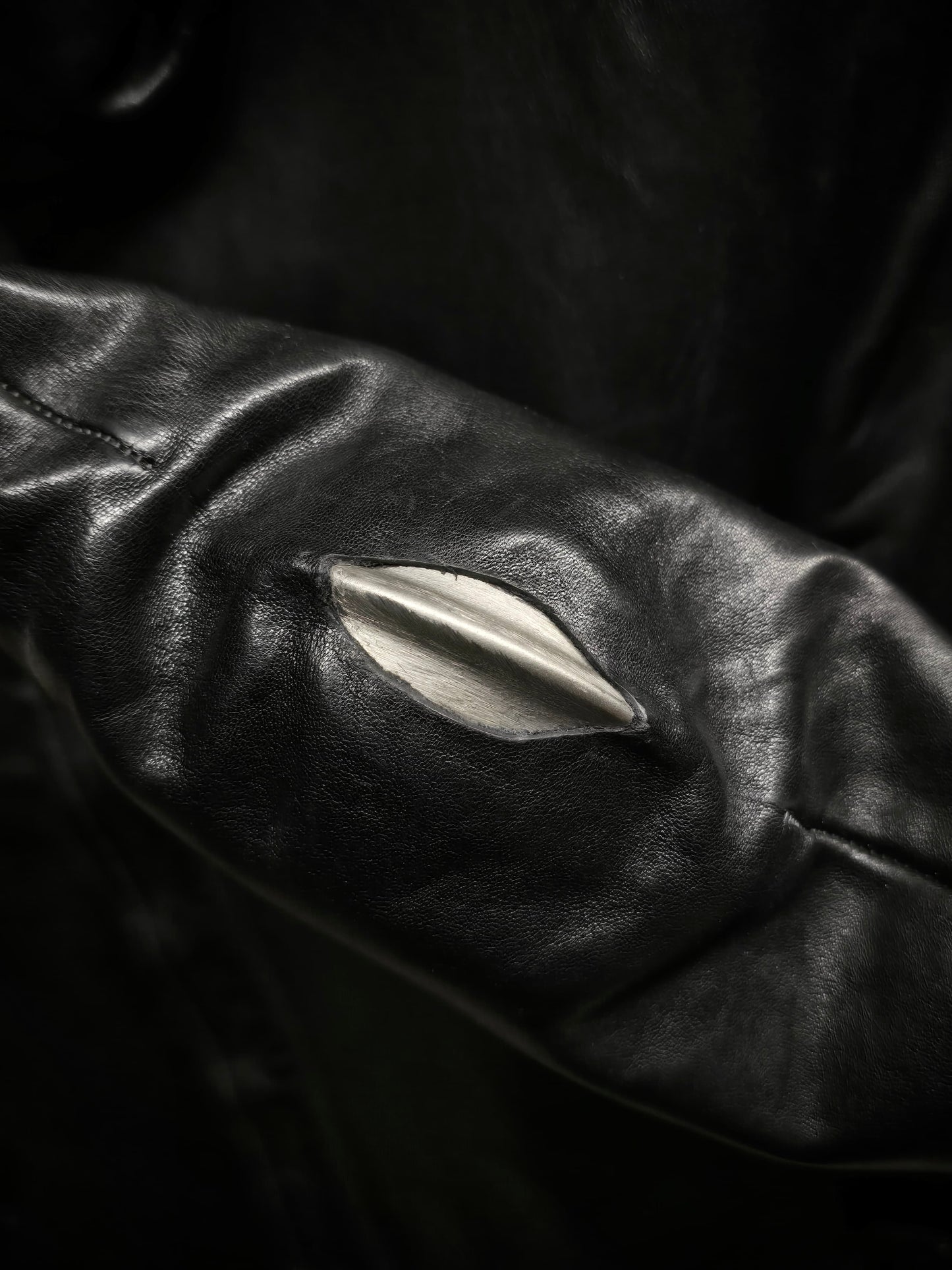 Carol Christian Poell 'LM/2599GP CORS-PTC/010' Object-dyed Lined Arthostic Titanium Elbow Horse Leath detail | DRIEW GARMENTS