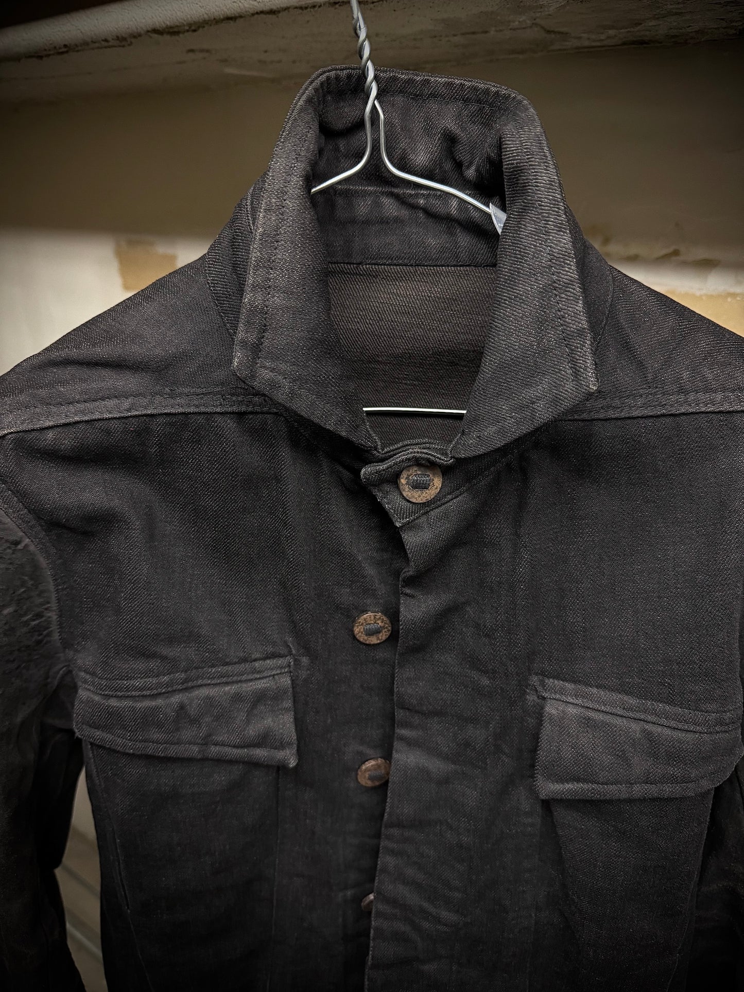 Boris Bidjan Saberi SS14 'TEJANA 1' Horse Culatta Leather Sleeve Hybrid Denim Jacket