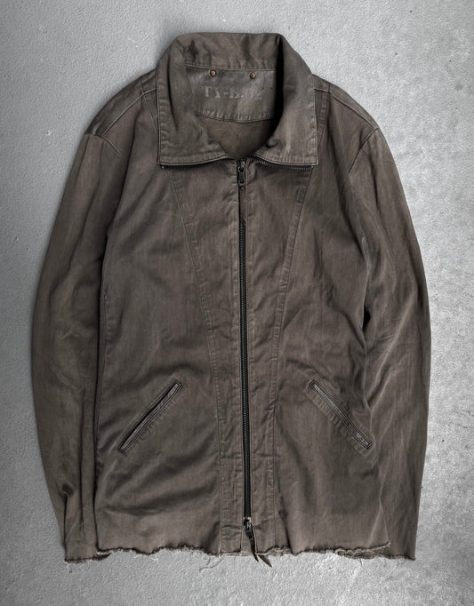 14thAddiction Early 00s Grey Leather Trim Track Jacket
