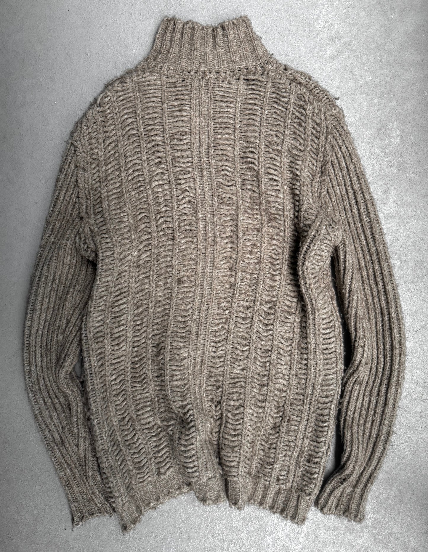 Rick Owens FW18 "SISYPHUS" PEARL Chunky Open Yak Wool Knit