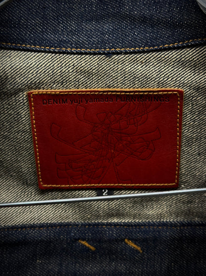 Yuji Yamada 00s 'FURNISHINGS' Removable Leather Harness Raw Denim 'Jean' Jacket detail | DRIEW GARMENTS