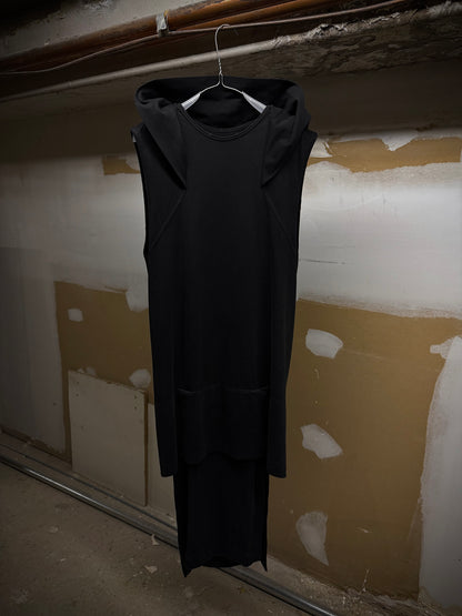 Rick Owens DRKSHDW AW12 "MOUNTAIN" Druid Hood Long Flap Tank Top detail | DRIEW GARMENTS