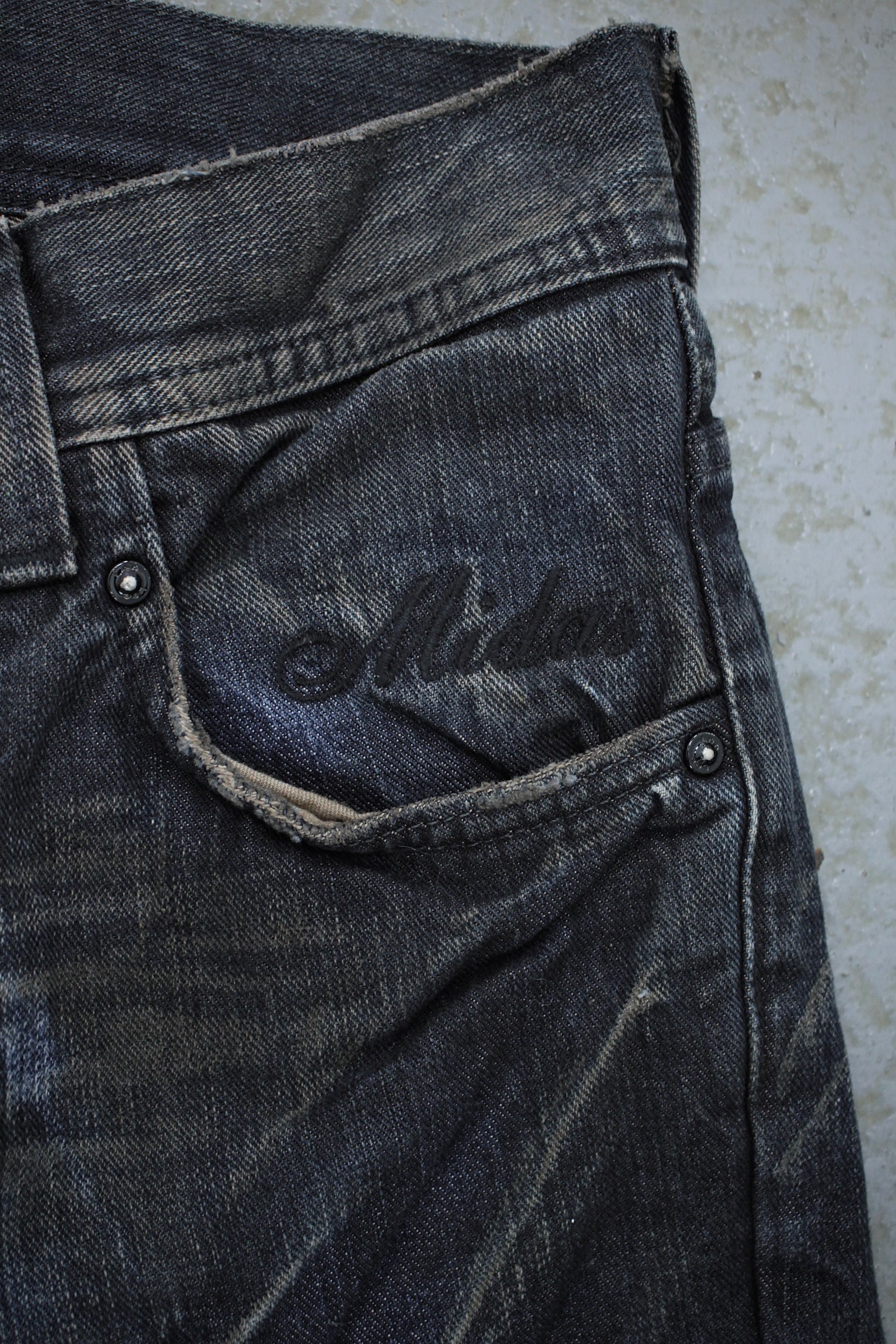 Midas x LEE Early 00s Mud Washed Blue Studded Bootcut Denim detail | DRIEW GARMENTS