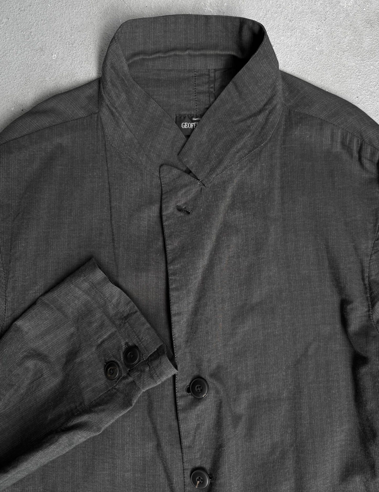 Geoffrey B. Small 1/1 Vertical Striped Unlined Long Coat