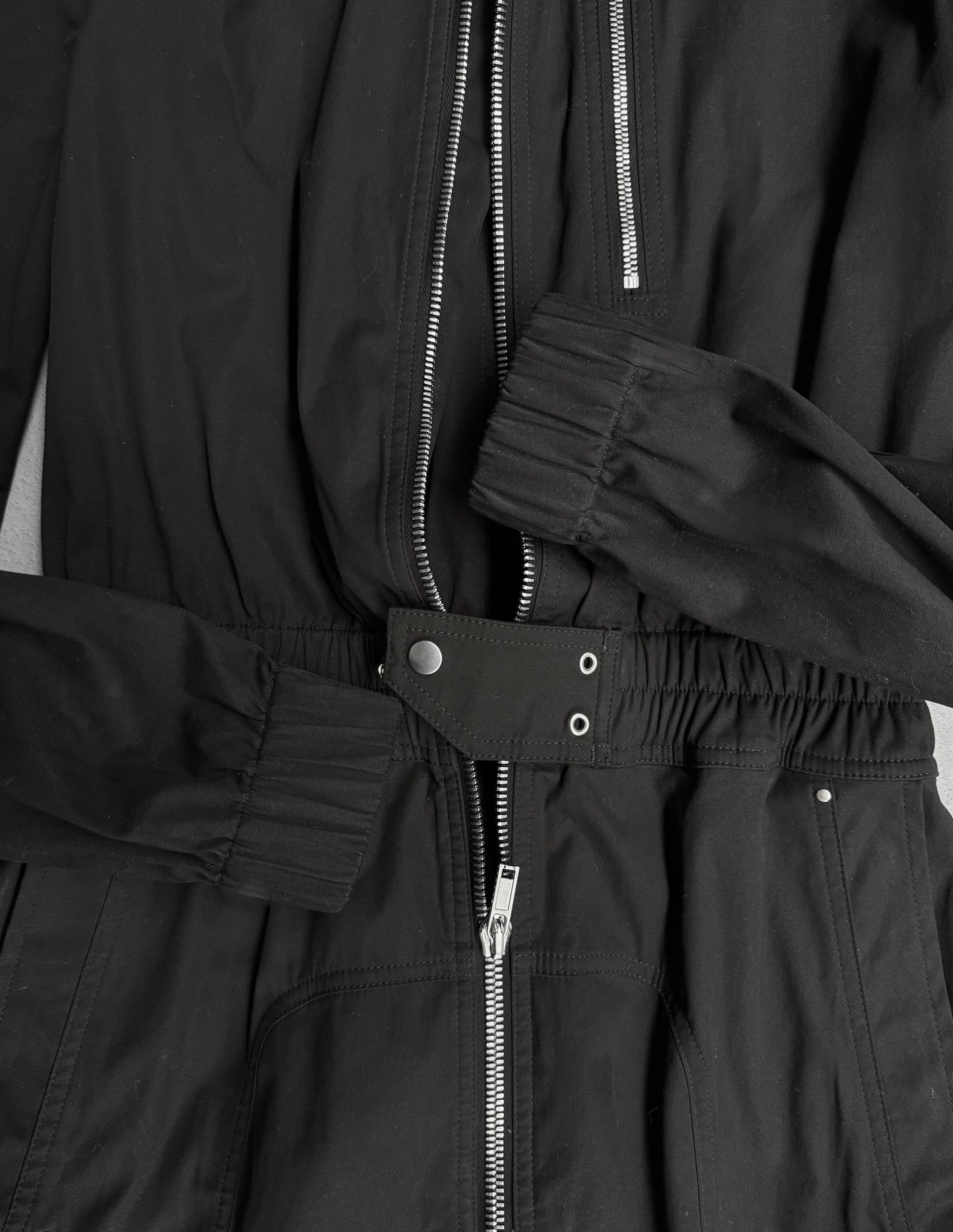 Rick Owens SS23 "EDFU" Black Bauhaus Cargo Larry Flight Jumpsuit