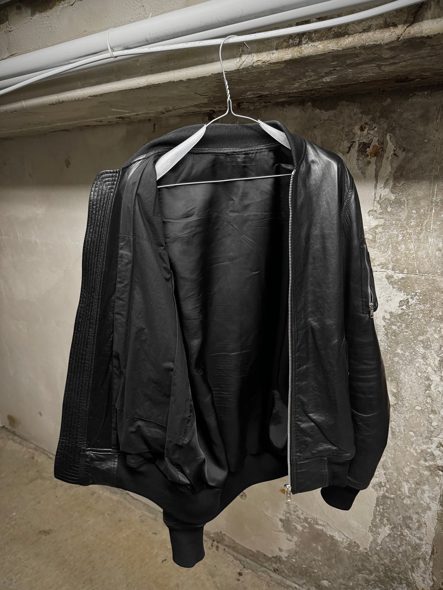 Rick Owens AW14 "MOODY" Lamb Leather MA-1 Bomber Jacket detail | DRIEW GARMENTS