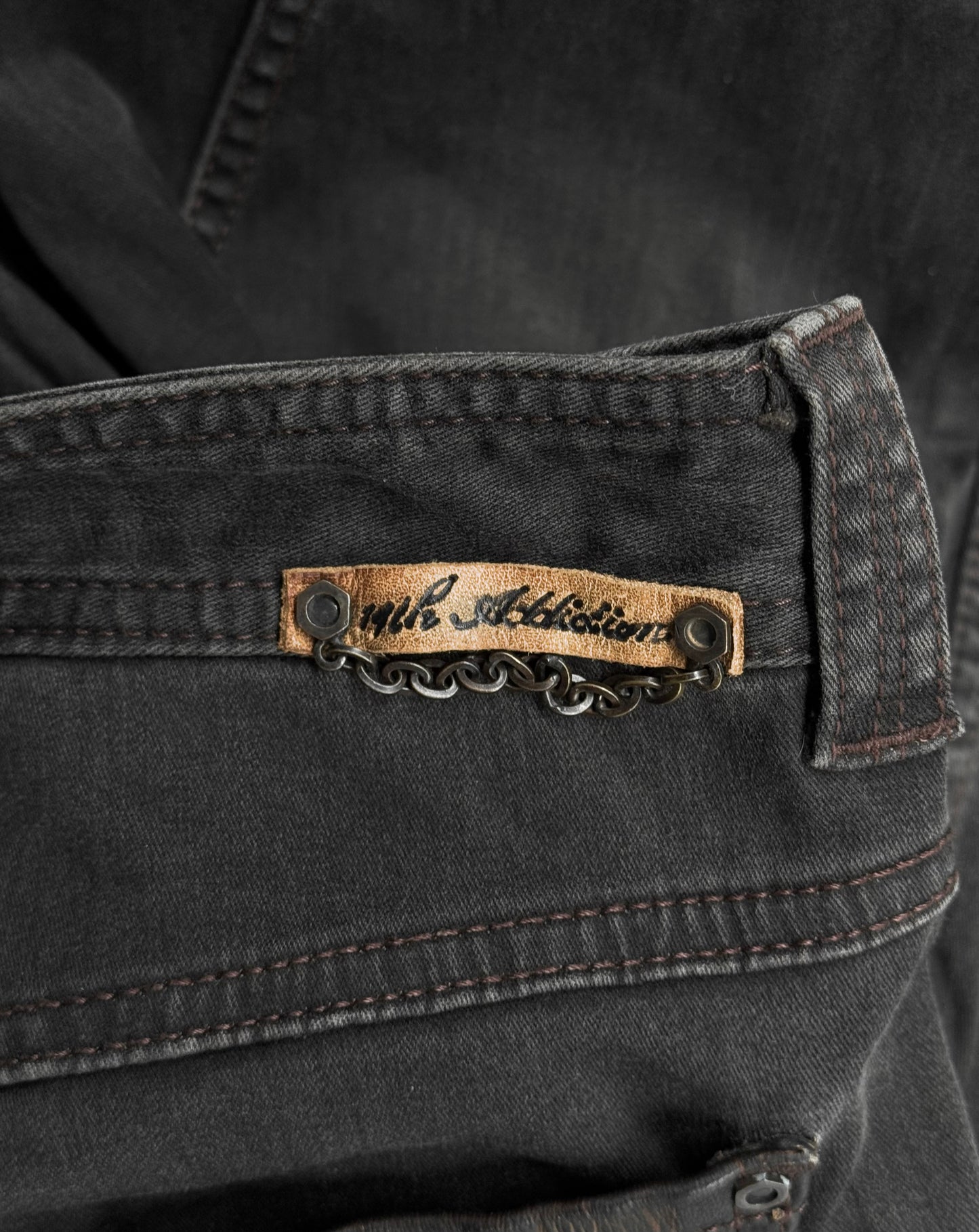 14thAddiction Early 00s Goatskin Leather Insert Bootcut Denim