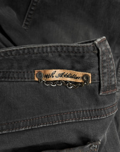 14thAddiction Early 00s Goatskin Leather Insert Bootcut Denim