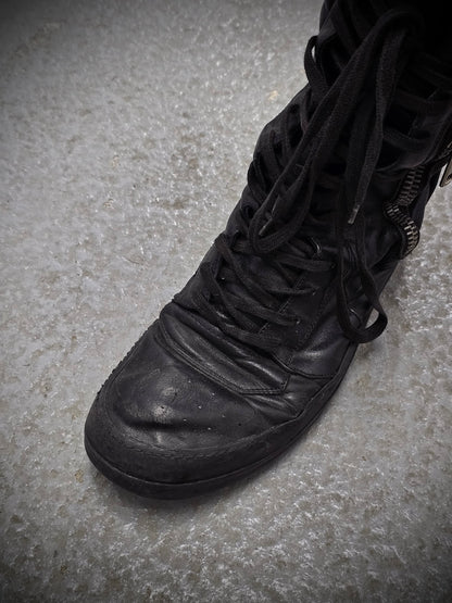 Rick Owens AW12 “MOUNTAIN” All-black Calfskin Leather Cargobasket Sneakers