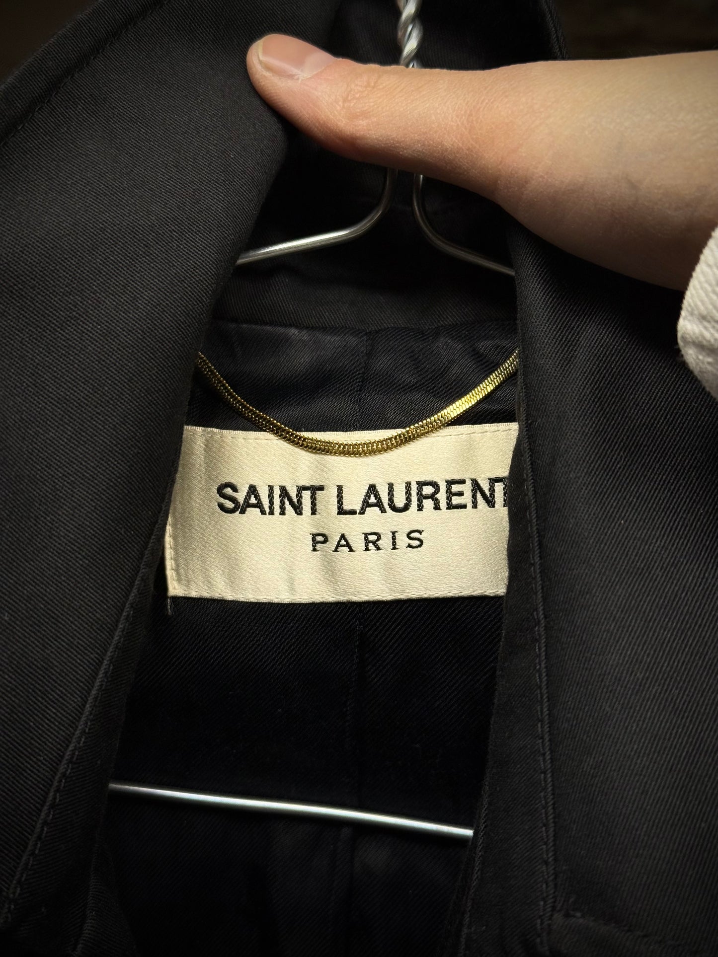 Saint Laurent Paris by Hedi Slimane SS14 Black Classic Trench Coat detail | DRIEW GARMENTS