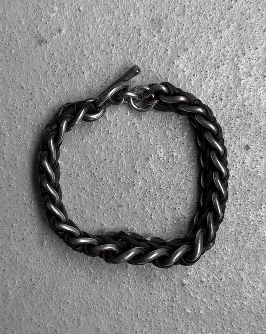 WERKSTATT:MÜNCHEN Leather Silver Curl Bracelet