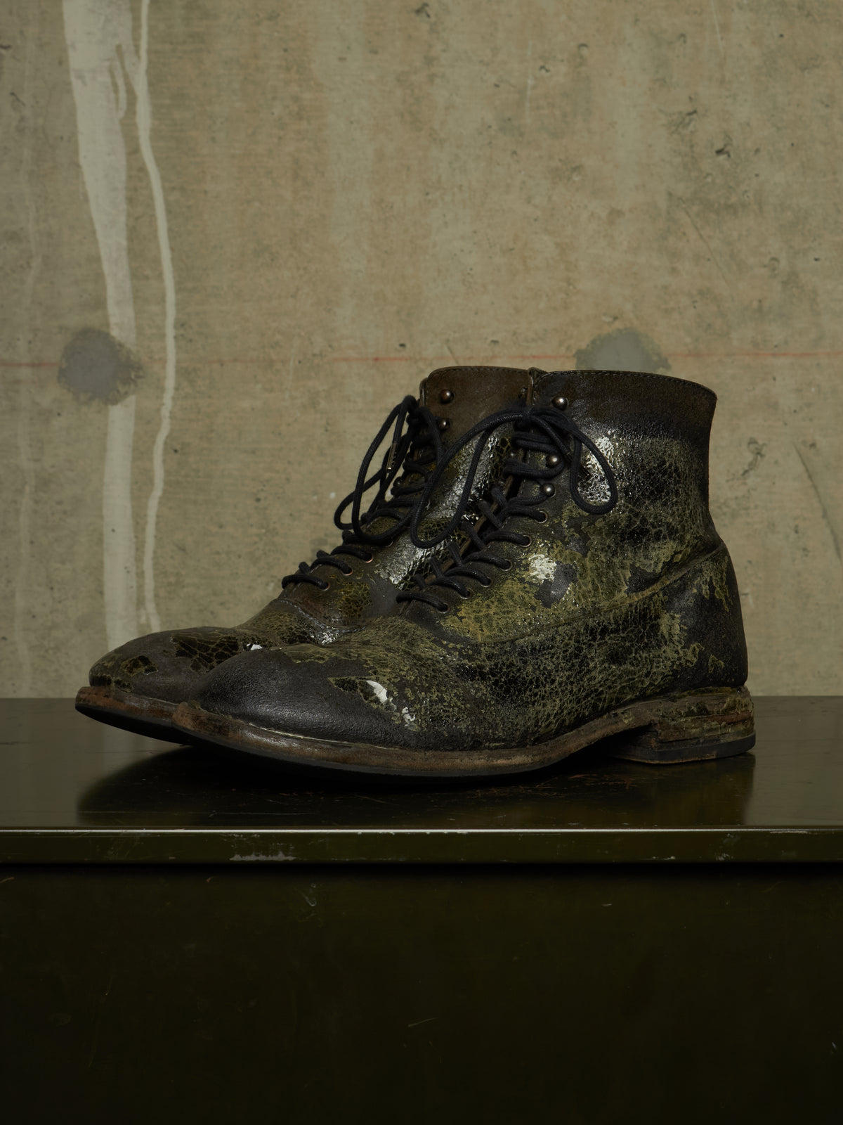 DEEPTI Collection °024-025 'F-081X CODOV-96' Crash Cordovan Leather Goodyear Oxonian Off-Cut Boots