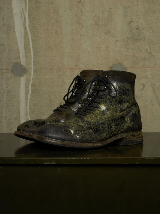DEEPTI Collection °024-025 'F-081X CODOV-96' Crash Cordovan Leather Goodyear Oxonian Off-Cut Boots