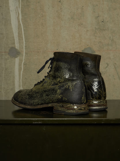 DEEPTI Collection °024-025 'F-081X CODOV-96' Crash Cordovan Leather Goodyear Oxonian Off-Cut Boots