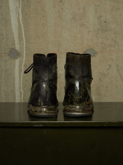 DEEPTI Collection °024-025 'F-081X CODOV-96' Crash Cordovan Leather Goodyear Oxonian Off-Cut Boots