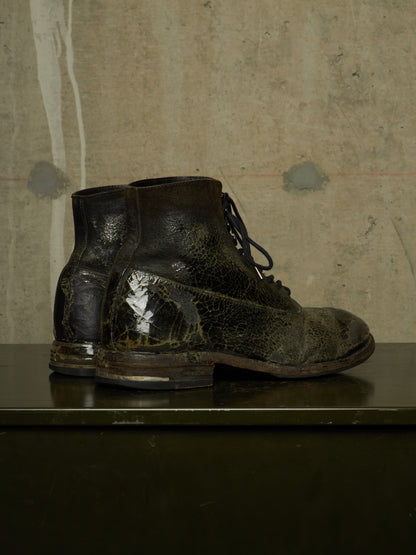 DEEPTI Collection °024-025 'F-081X CODOV-96' Crash Cordovan Leather Goodyear Oxonian Off-Cut Boots