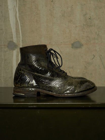 DEEPTI Collection °024-025 'F-081X CODOV-96' Crash Cordovan Leather Goodyear Oxonian Off-Cut Boots