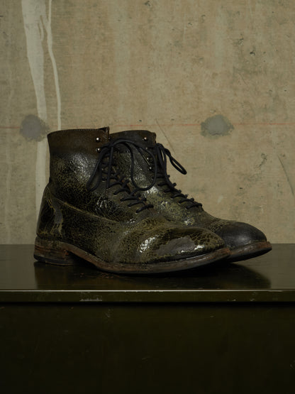DEEPTI Collection °024-025 'F-081X CODOV-96' Crash Cordovan Leather Goodyear Oxonian Off-Cut Boots