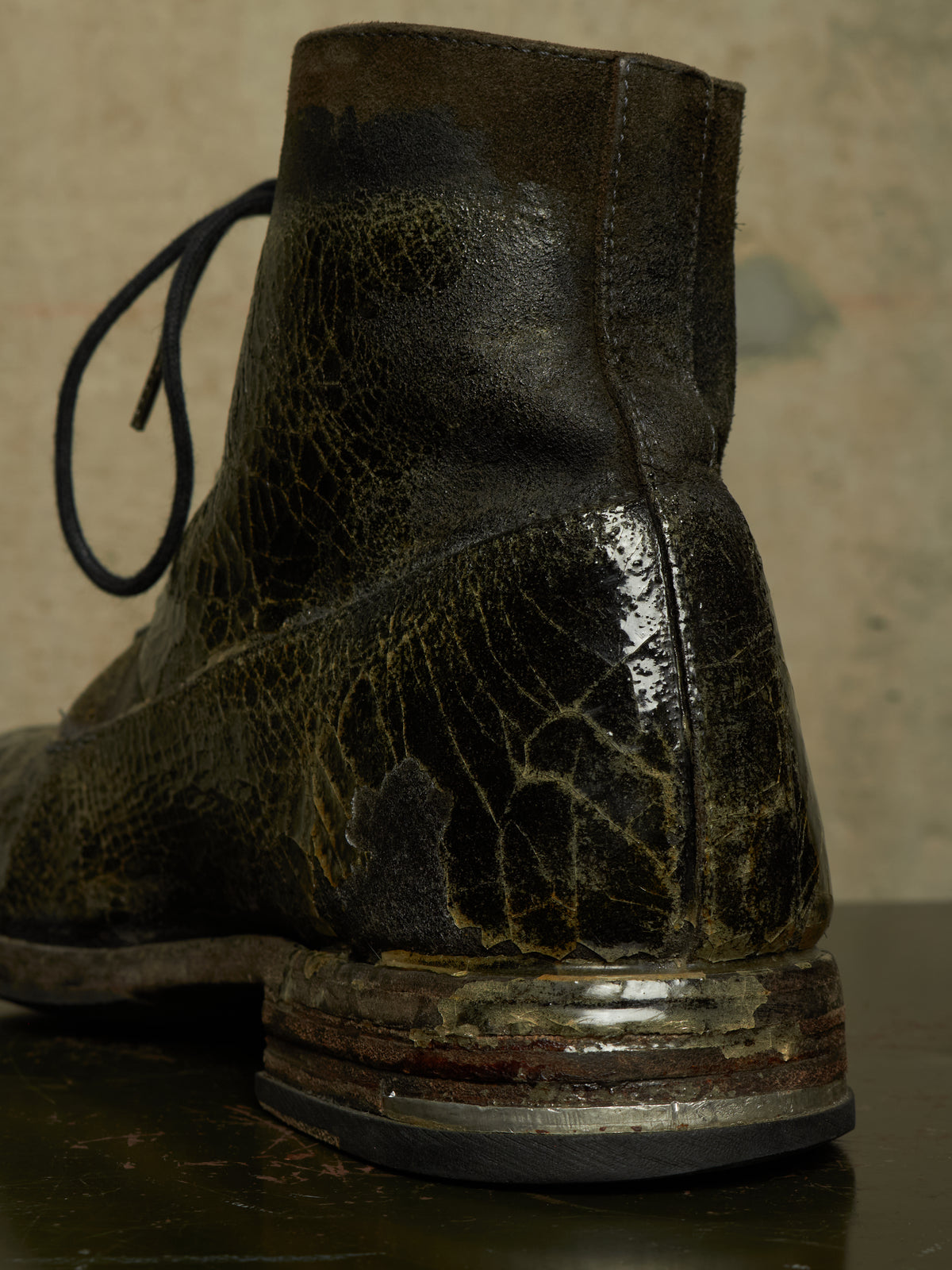 DEEPTI Collection °024-025 'F-081X CODOV-96' Crash Cordovan Leather Goodyear Oxonian Off-Cut Boots