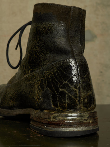 DEEPTI Collection °024-025 'F-081X CODOV-96' Crash Cordovan Leather Goodyear Oxonian Off-Cut Boots