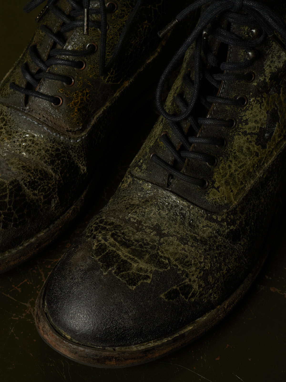 DEEPTI Collection °024-025 'F-081X CODOV-96' Crash Cordovan Leather Goodyear Oxonian Off-Cut Boots