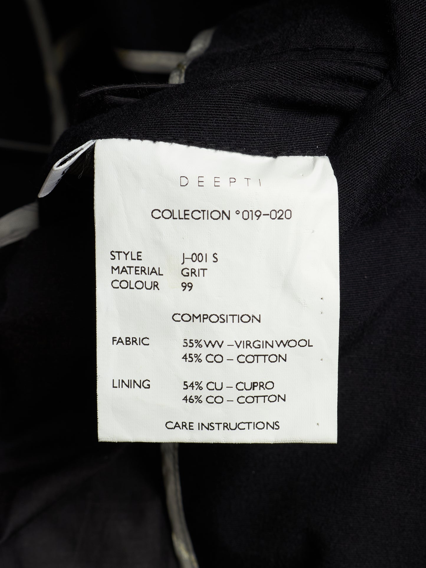 DEEPTI Collection °019-020 'J-001 GRIT 99' Unlined Classic Short Jacket