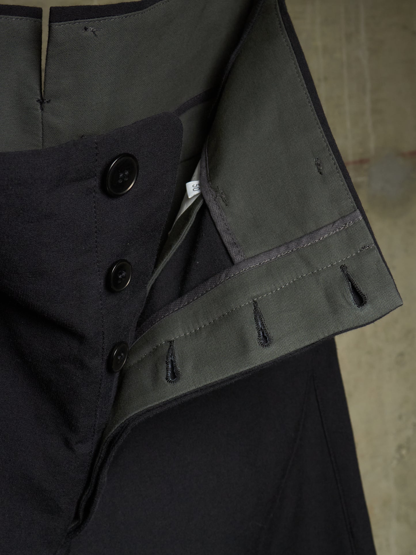 DEEPTI Collection °019-020 'P-037 GRIT 99' Unlined Classic Low Crotch Trousers
