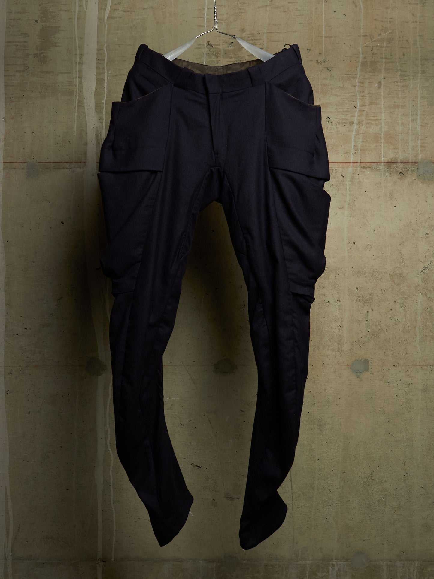 DEVOA 2010s Dark Navy Wool J-cut Cargos Pants