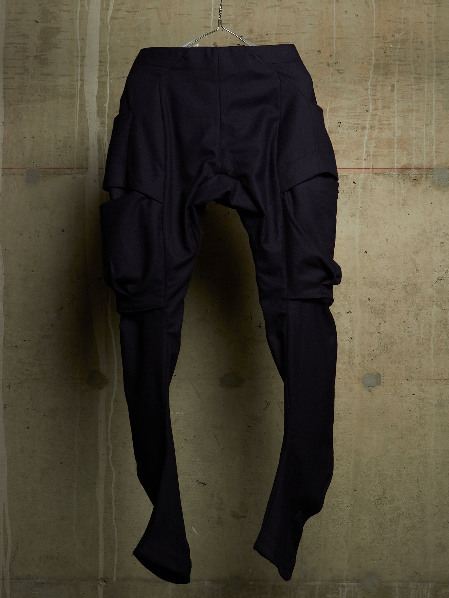 DEVOA 2010s Dark Navy Wool J-cut Cargos Pants