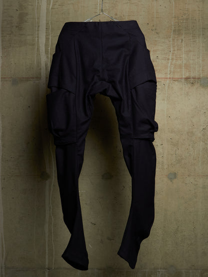 DEVOA 2010s Dark Navy Wool J-cut Cargos Pants