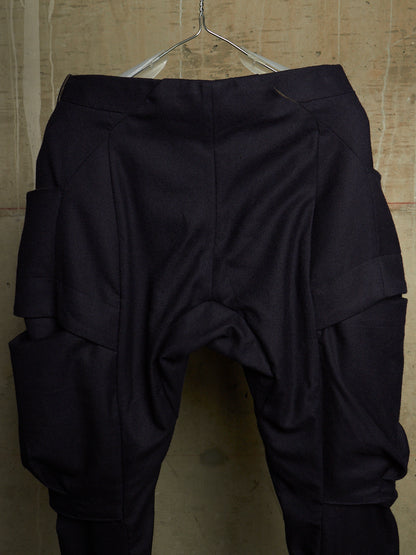 DEVOA 2010s Dark Navy Wool J-cut Cargos Pants