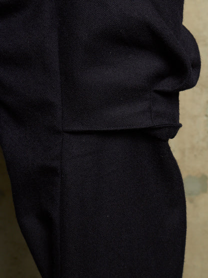 DEVOA 2010s Dark Navy Wool J-cut Cargos Pants