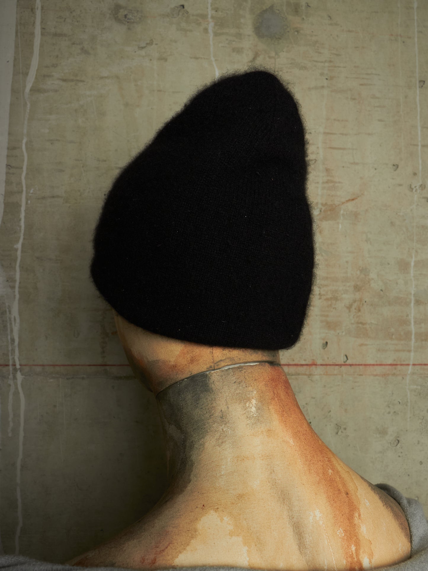 DEVOA Black Cashmere Double-Layered Knit Beanie