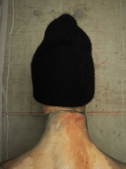 DEVOA Black Cashmere Double-Layered Knit Beanie
