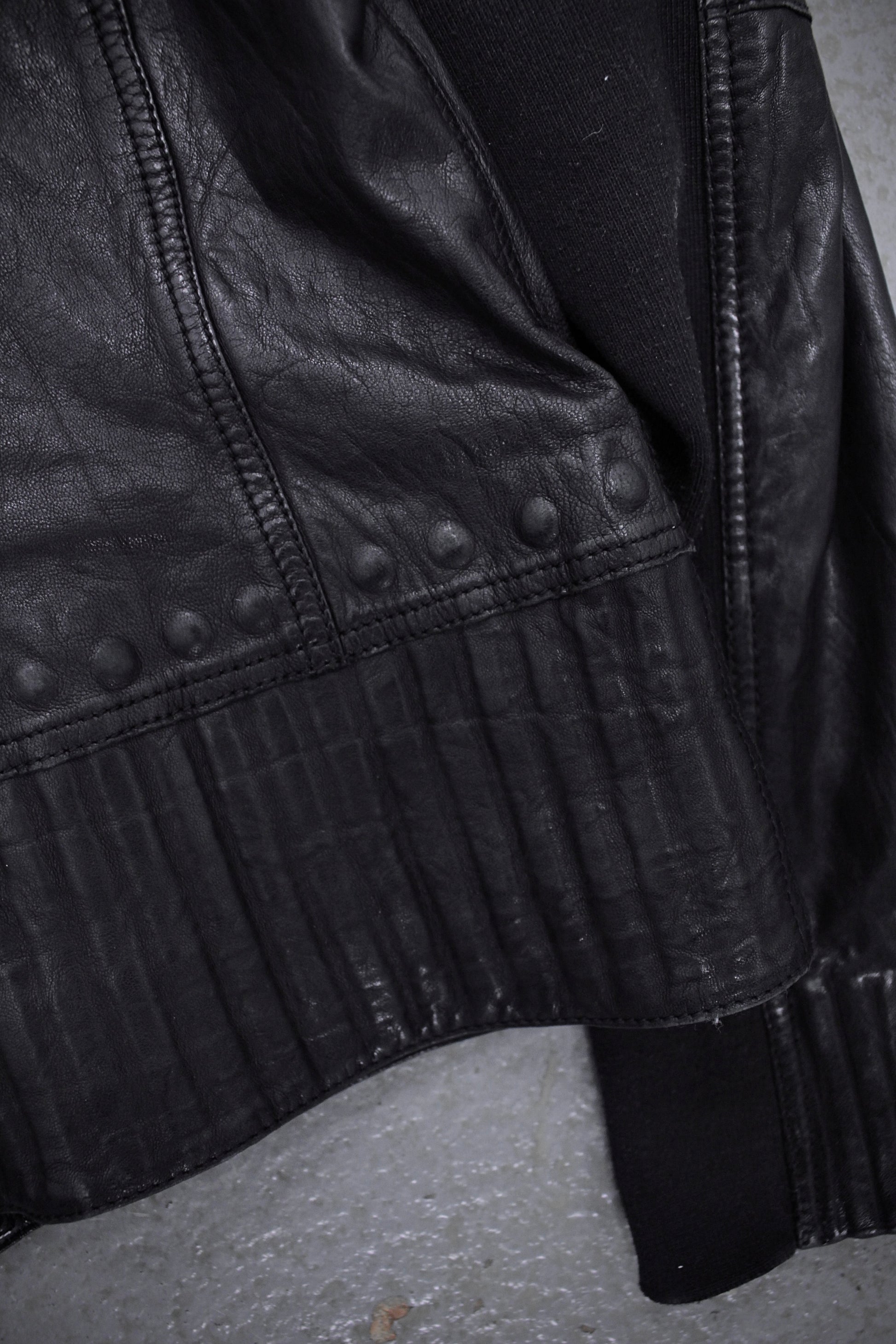 Marithé + François Girbaud Early 00s Embossed Lambskin Leather Rider Jacket detail | DRIEW GARMENTS