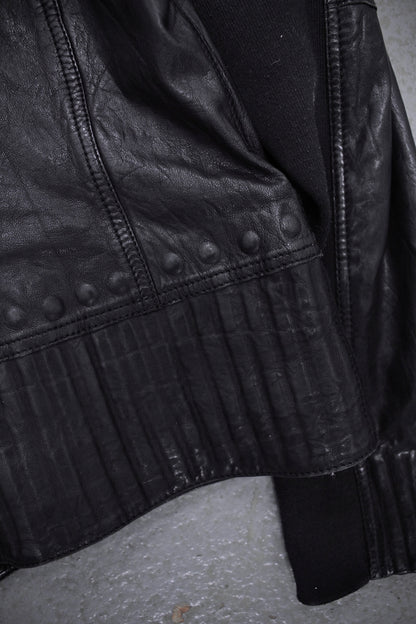 Marithé + François Girbaud Early 00s Embossed Lambskin Leather Rider Jacket detail | DRIEW GARMENTS