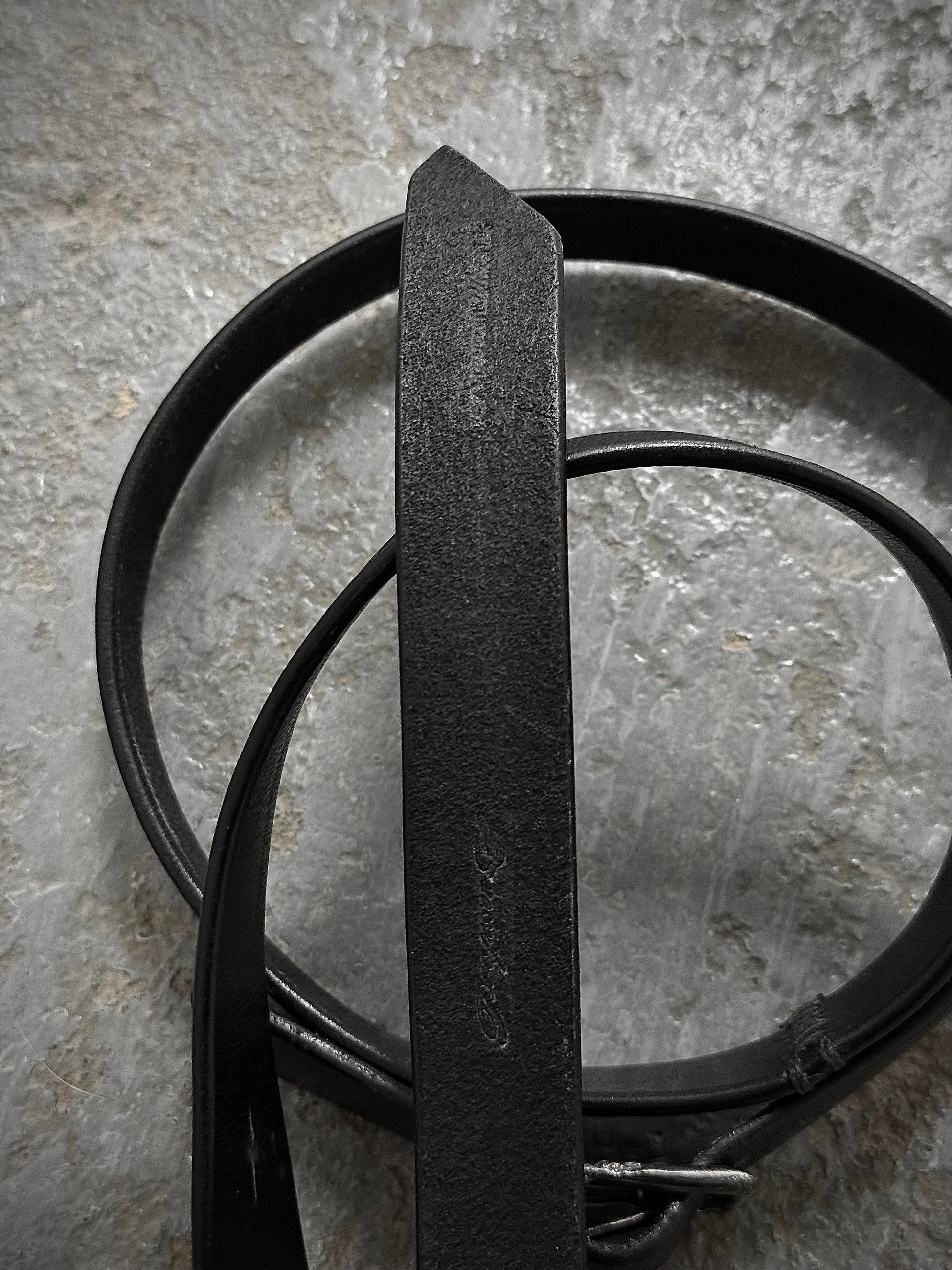 Professor.E "Forgotten Materials" Conjoined Cow Leather Belt detail | DRIEW GARMENTS